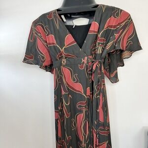 Free People Sweet Escape Maxi‎ Wrap Dress Charcoal Burgundy Small